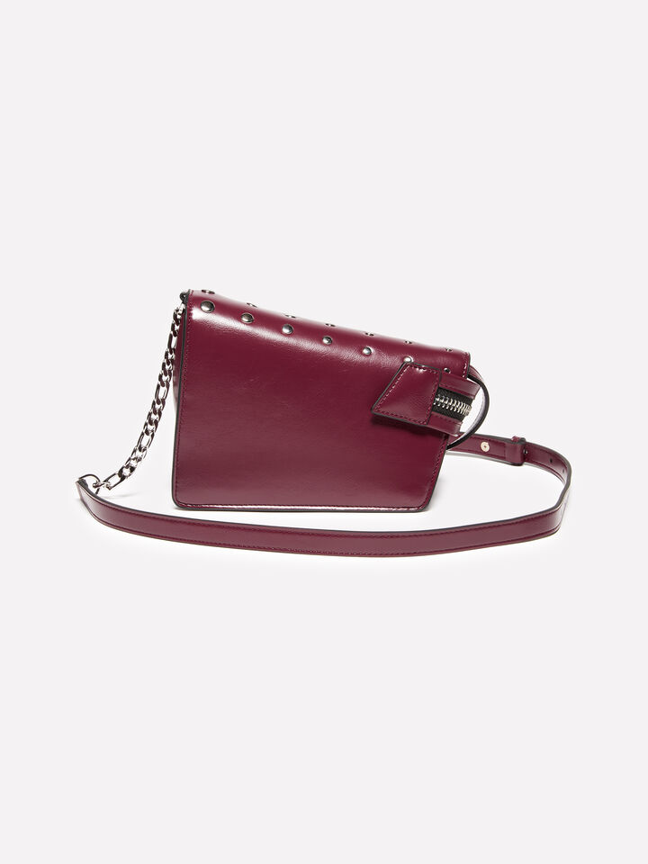 Burgundy asymmetrical bag with studs - null - Burgundy | Sisley image number 3